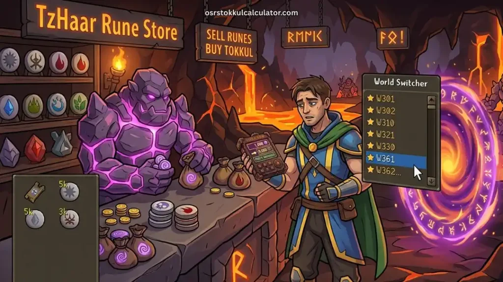 World Hopping to Sell Runes for Tokkul