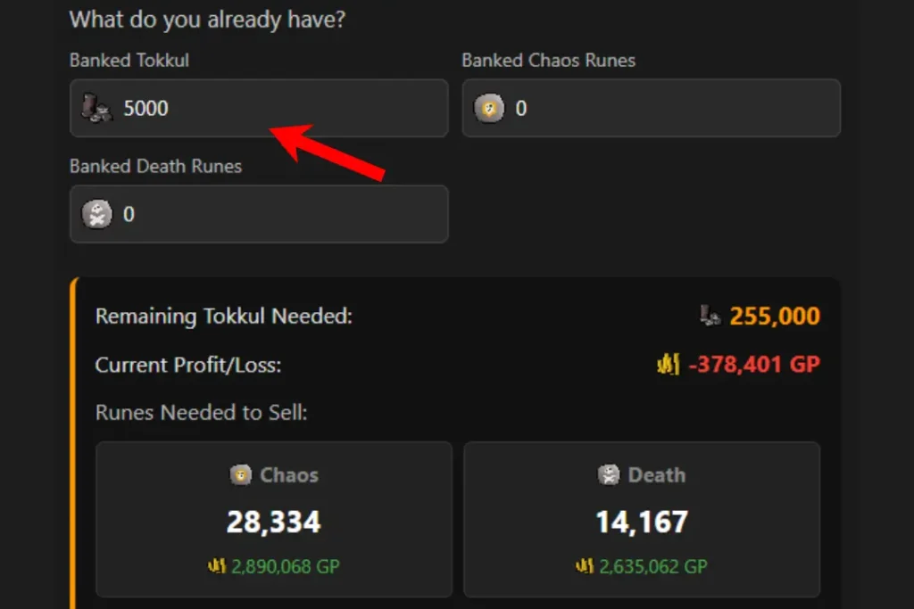 osrs tokkul calculation result