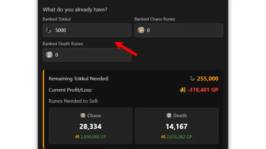 osrs tokkul calculation result